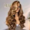 Honey Golden Blonde Highlight Loose Body Wave Glueless 13x4 Lace Front Wig 100% Human Hair - 20 inch