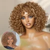 Lightweight Sun-kissed Vibe Blonde Short Cut Water Wave Glueless Minimalist Lace Curly Wig with Bangs - 12 inch