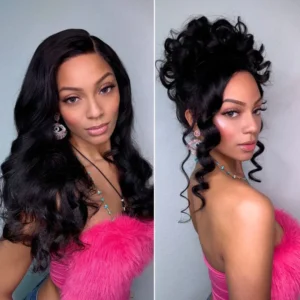 PreMax Wigs - 360 Lace Super Natural Hairline Loose Body Wave Free Part 180% Density Wig Pre-Cut Lace - 16 inch