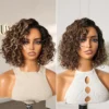 Ready to Go Blonde Highlight Water Wave Short Curly Bob Wig Glueless Minimalist HD Lace Wig Pre-Cut Lace - 12 inch