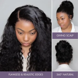 Alternative view of Water Wave 360 Lace Flexi-Fit Invisi Drawstring Cap Long Wig 100% Human Hair Pre-bleached & Pre-plucked & Pre-Cut Lace - 18 inch