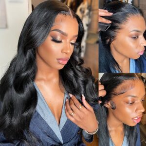 Alternative view of 13×4 Full Frontal HD Lace Wigs Pre-Bleached Knots Glueless Body Wave Human Hair Wigs