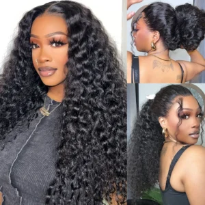 Deep Wave Invisi-String Snug Fit 360 Lace Frontal Wigs Pre-Bleached Knots Plucked Hairline