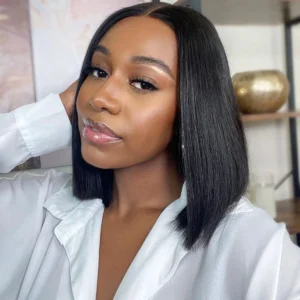 Double Drawn Bone Straight Bob Wig Pull & Go Glueless 6×5 Lace Raw Human Hair Wig