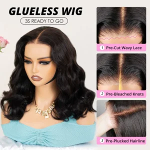 Alternative view of Glueless Pre-Cut 6×5 Lace Closure Wig Barrel Curls Shoulder Length Bleached Knots Beginner Friendly