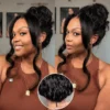 New Pull Go Drawstring 360 Lace Frontal Wigs Body Wave Human Hair With Bleached Knots