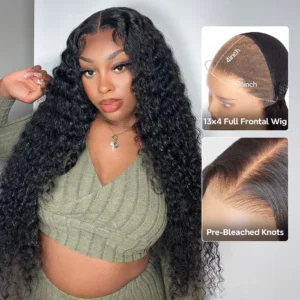 Alternative view of Pre-Bleached Knots 13×4 13×6 HD Lace Frontal Wigs Deep Wave Glueless Human Hair Wigs