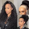 Pull Go Drawstring 360 Lace Frontal Wigs Water Wave Pre-Bleached Knots Human Hair Wigs