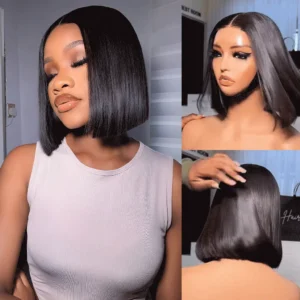 Alternative view of Super Double Drawn Bone Straight 2×6 Lace Bob Wig Raw Vietnamese Hair HD Lace Wig 220%