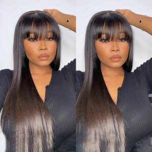 Alternative view of Wear Go Glueless Straight Pre-Cut 6×5 Lace Wigs with Bangs 180%