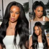Yaki Straight Pull Go Drawstring 360 Lace Frontal Wigs Ready To Wear Glueless Human Hair Wig